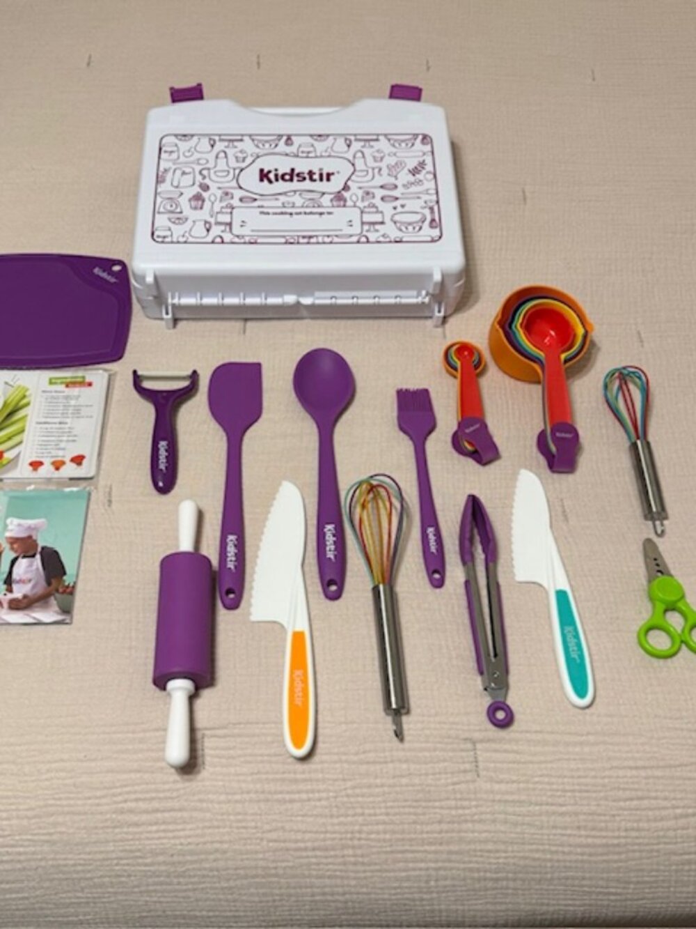 Kidstir Kids Cooking and Baking Set with Storage Case, Cookbook, and Supplies
